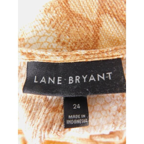 Lane Bryant Shirt Womens 24 Orange Snake Print Ruffle Sleeve Scoop Neck Plus - Picture 10 of 12